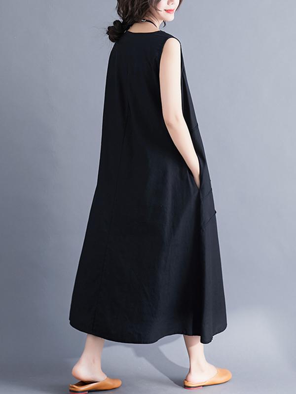 Sleeveless A-line Long Dress