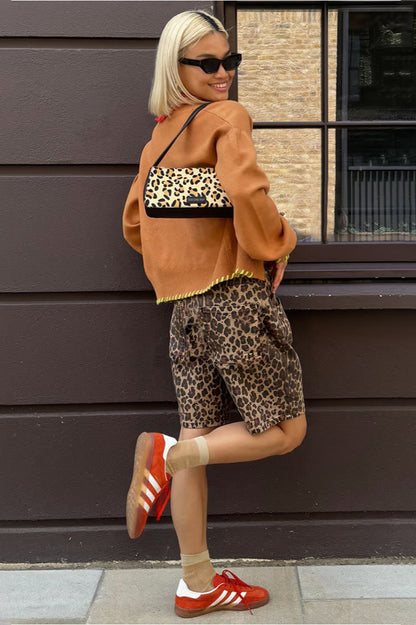 Cotton Leopard Print Shorts