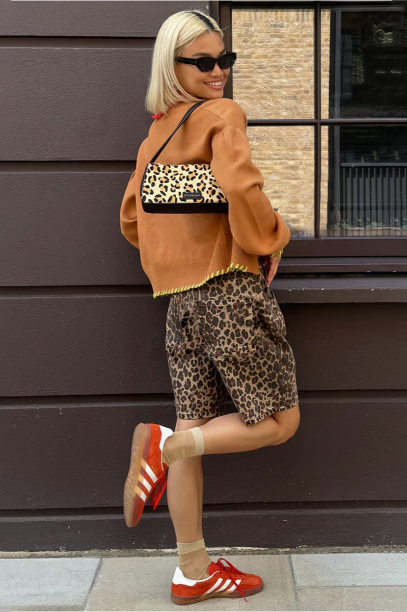 Cotton Leopard Print Shorts