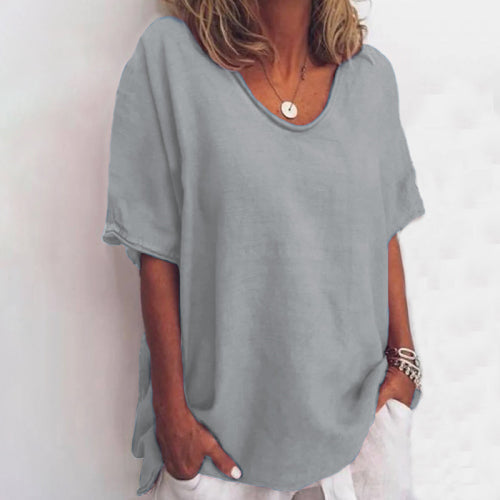 Color V-neck Short-sleeved T-shirt