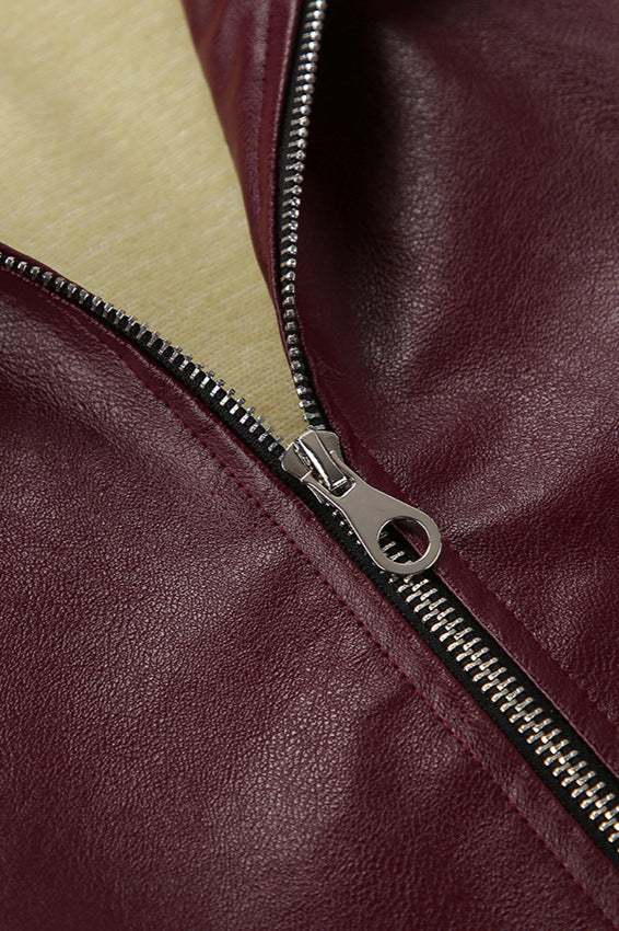 Burgundy Biker Coat