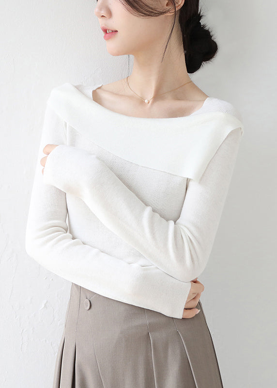 French Grey Slash Neck Patchwork Slim Fit Knit Sweaters Winter Rv031