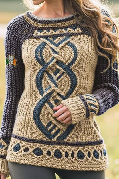 Contrast Celtic Knot Irish Shamrock Sweater