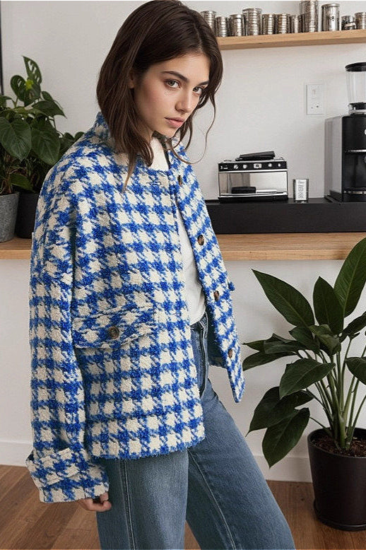 Short Houndstooth Loose Coat