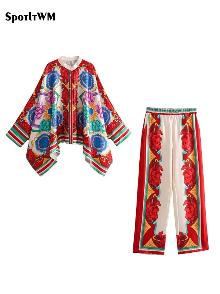 Batwing Sleeves Top & Pants Coord Set