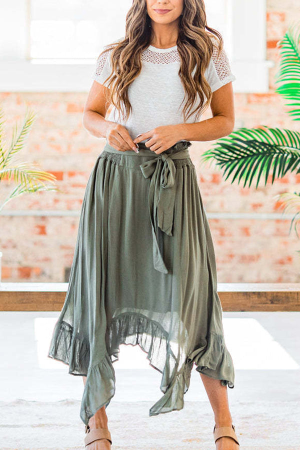 High Waist Irregular Splicing All-match Skirt