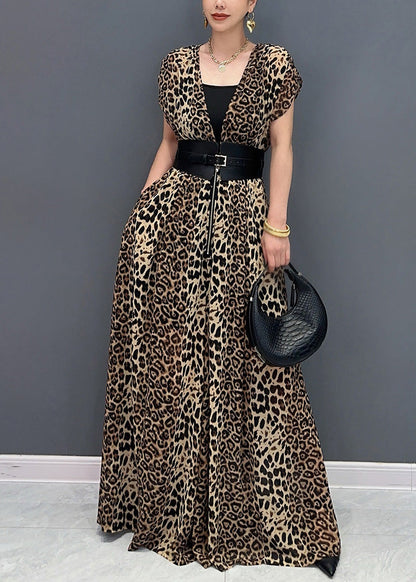 Organic Leopard Print Flattering Jumpsuits Summer Ao1067