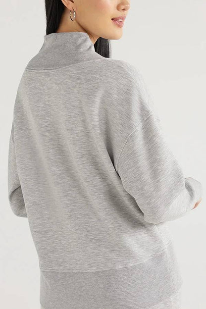 Weather Gets Cold Color V-neck Top and Elastic Waist Pocketed Lounge Pants Set