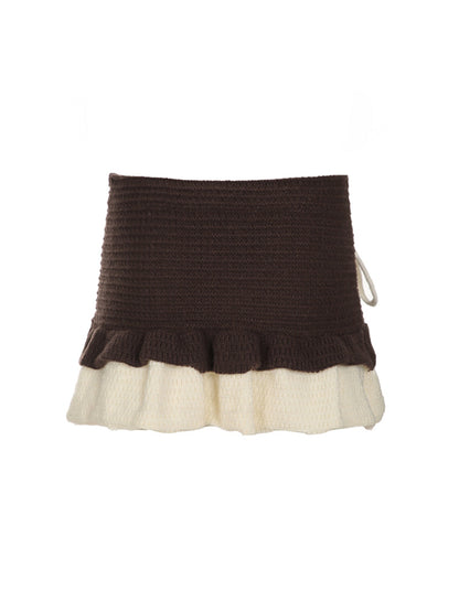 Ahlam Colorblock Wool A-line Skirt