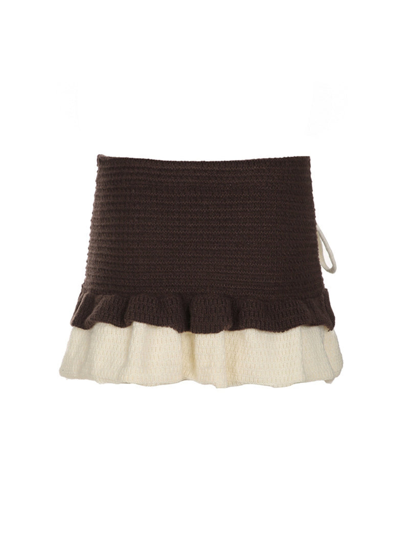 Ahlam Colorblock Wool A-line Skirt
