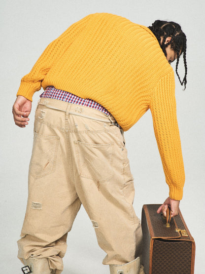 Distressed Double-knee Pants