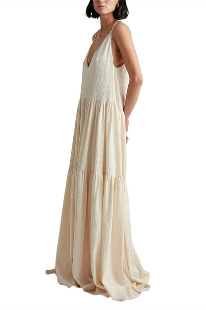 Resort Deep V-neckline Strappy Maxi Dress