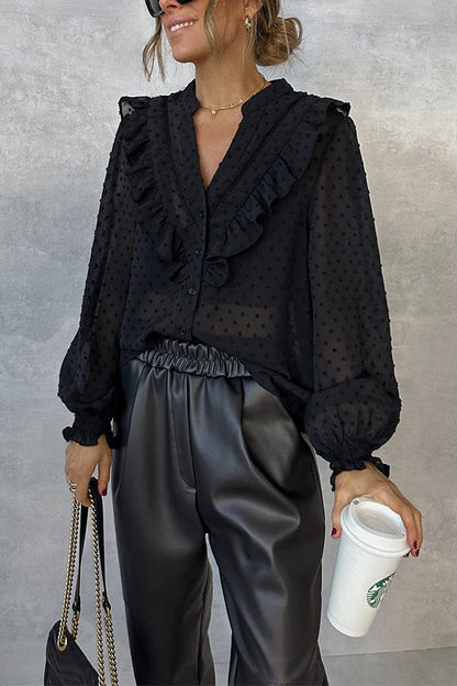 Black Plumeti Blouse