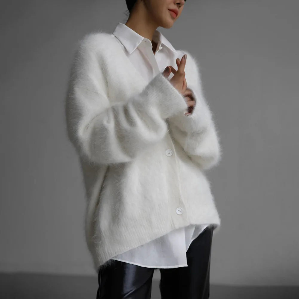 Knitted Cardigan V Nekc Loose Long Sleeve Sweater Female Autumn Winter New Cardigans