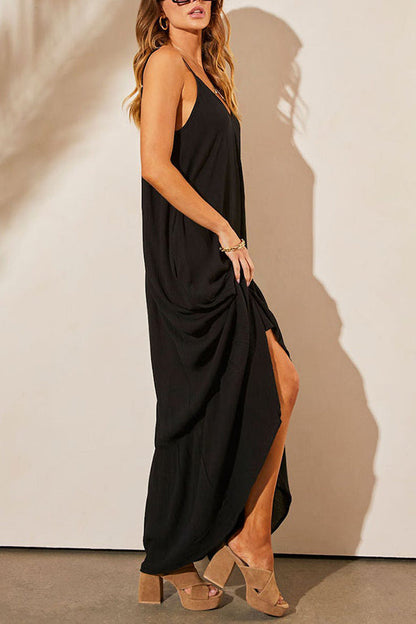 Kimonie Pocket Plain Maxi Dress