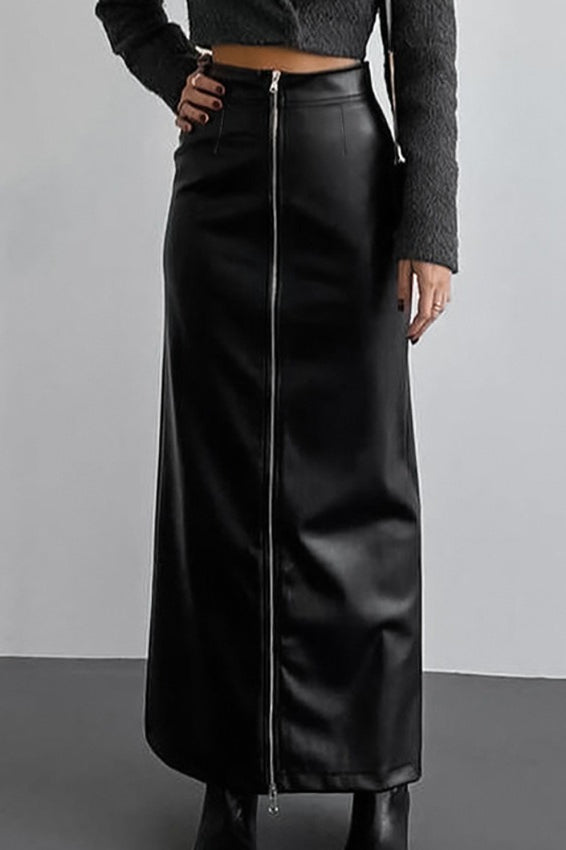 High-waist Straight Zip Skirt