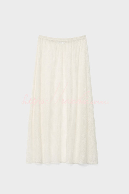 Feeling Lace Elastic Waist Maxi Skirt