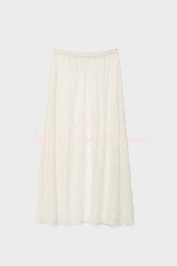 Feeling Lace Elastic Waist Maxi Skirt