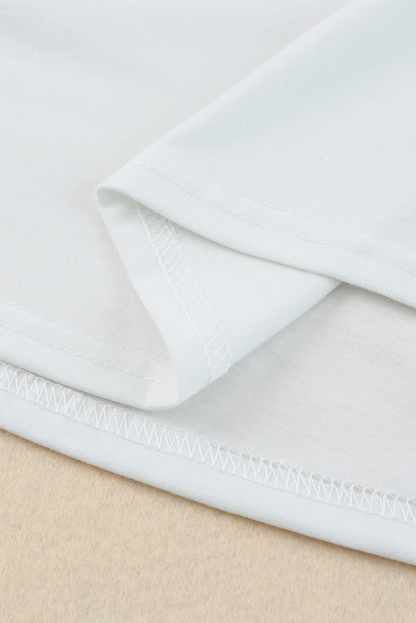 White Color Bubble Sleeve Blouse