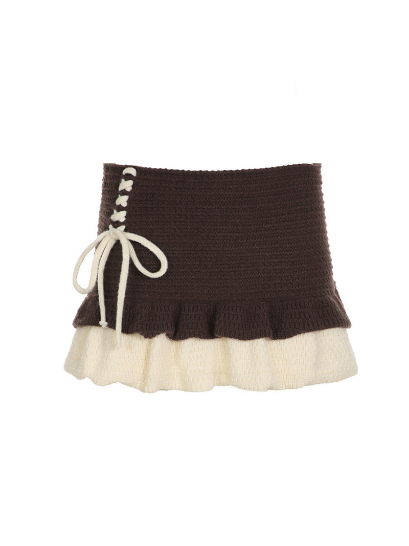 Ahlam Colorblock Wool A-line Skirt