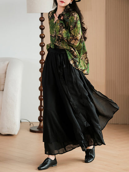 Artsy Dual-layer Strap Wide-leg Pants Pa1037