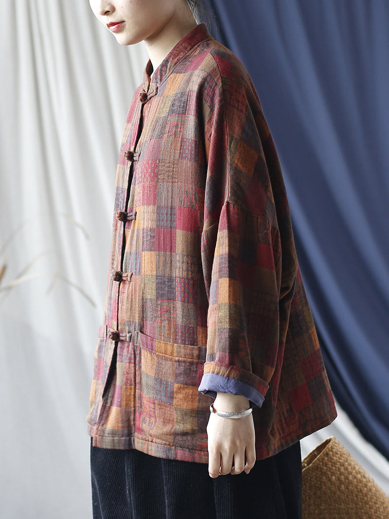 Spring Plaid Cotton Shirt Coat Rr001
