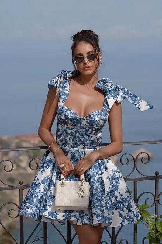Capri Bloom - Bow-tie Mini Dress