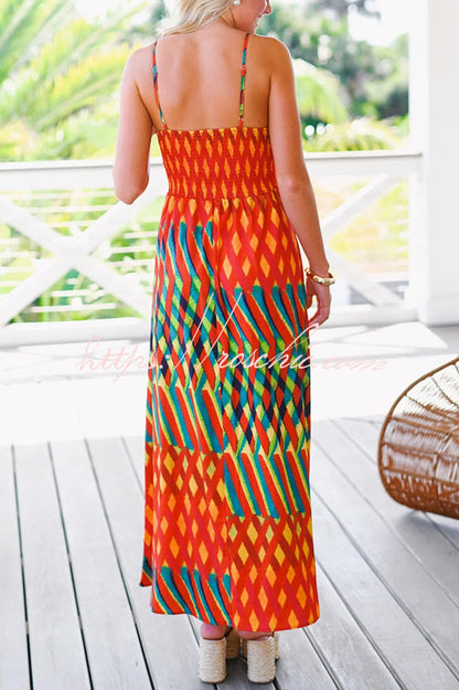 Jamila Unique Printed Backless High Rise Suspender Maxi Dress