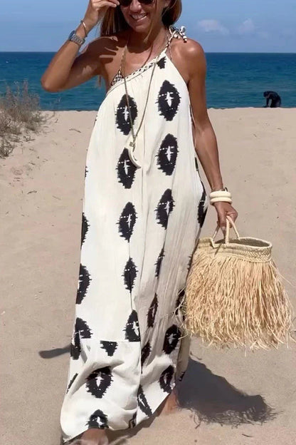 Plenty of Sunshine Print One Shoulder Loose Maxi Dress
