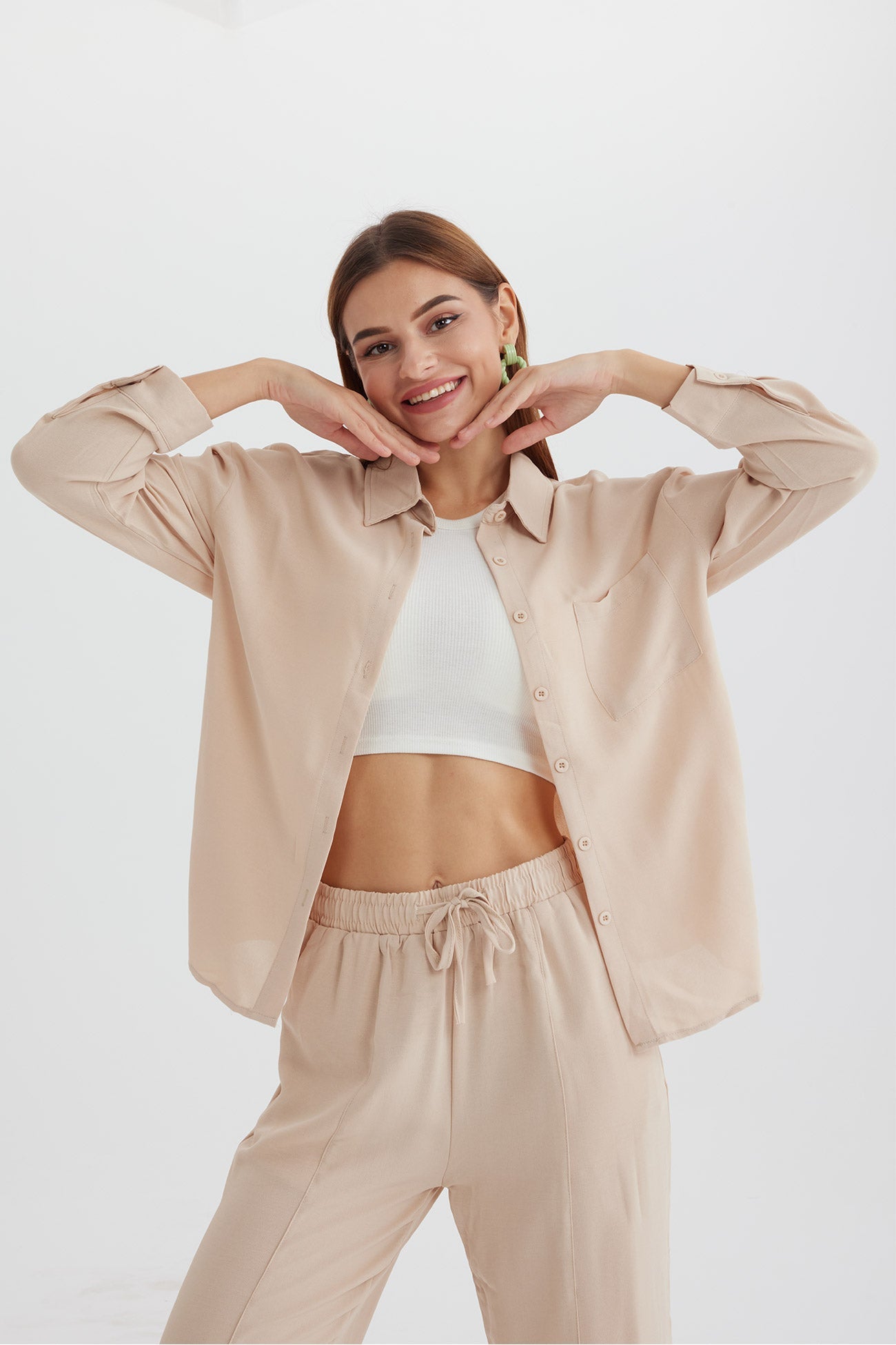 Long Sleeve Color Shirt Long Pants Set