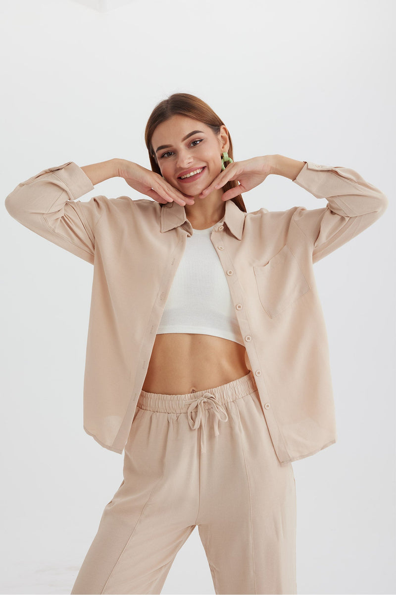 Long Sleeve Color Shirt Long Pants Set
