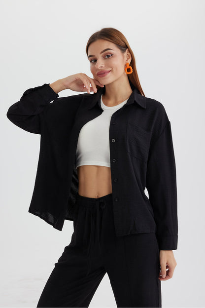 Long Sleeve Color Shirt Long Pants Set