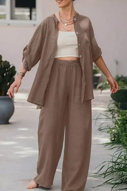 Loose Color Shirt Pants Set