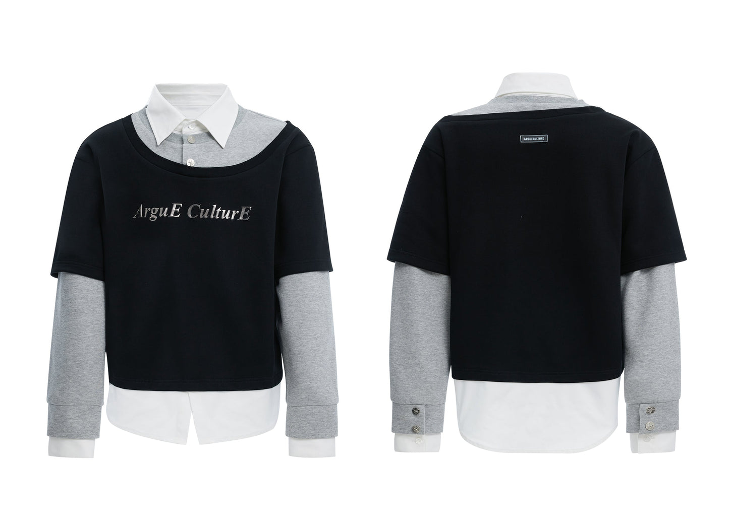 Layered Collar Sweatshirt Blue Shirt