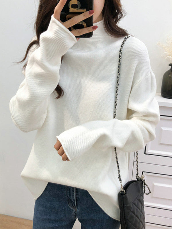 Purple Half Turtleneck Long Sleeve Sweater An1049