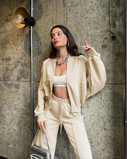 Urban - Green Zippered Cardigan and Trousers Set
