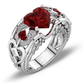 Red Crystal Silvered Ring