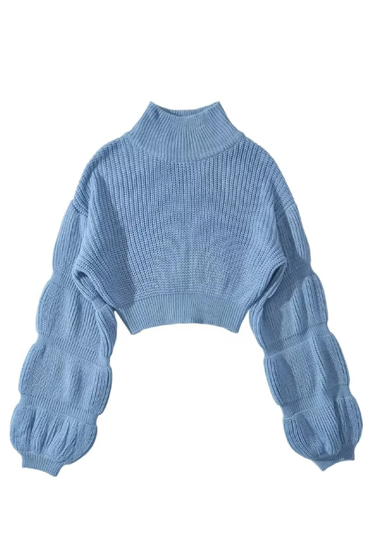 Loose Turtleneck Puff Sleeve Thick Sweater