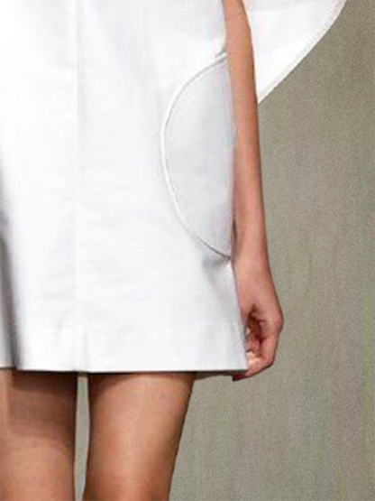 Half Sleeves Loose Color Deep V-neck Mini Dresses