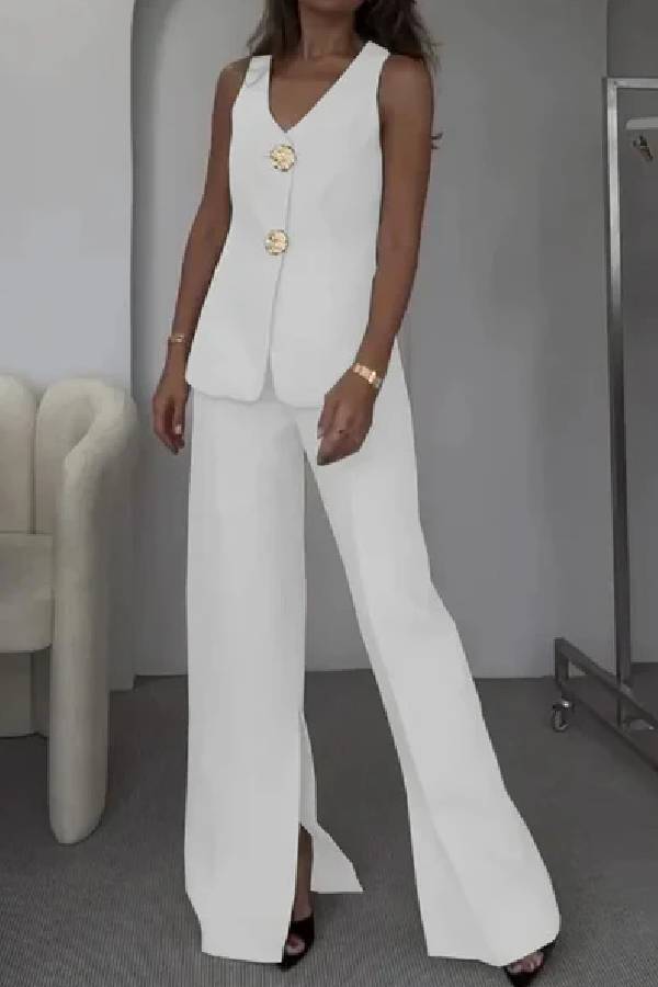 Color Sleeveless Vest \u0026 Suit Pants Two-piece Set