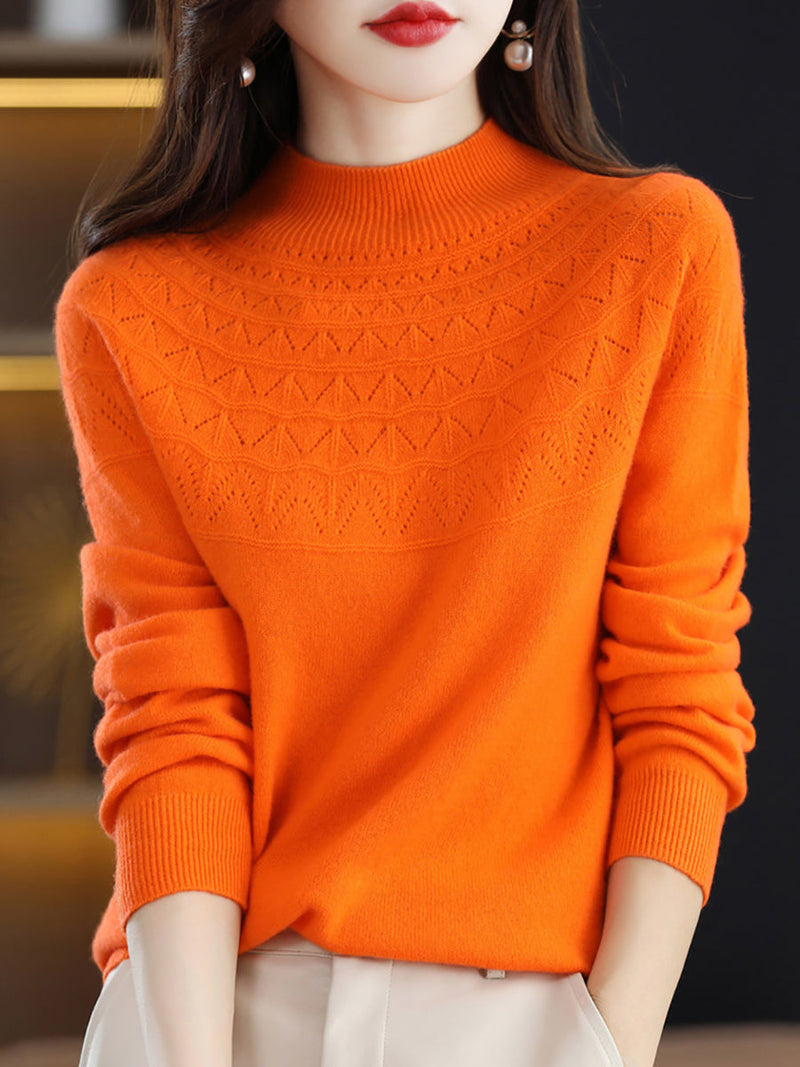 Autumn Cable Knit 100%wool Half Turtleneck Sweater Qn017