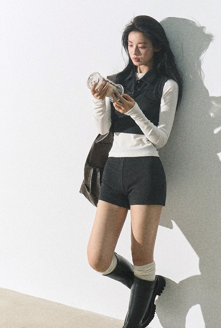 Minimalist Cropped Cardigan/vest/short