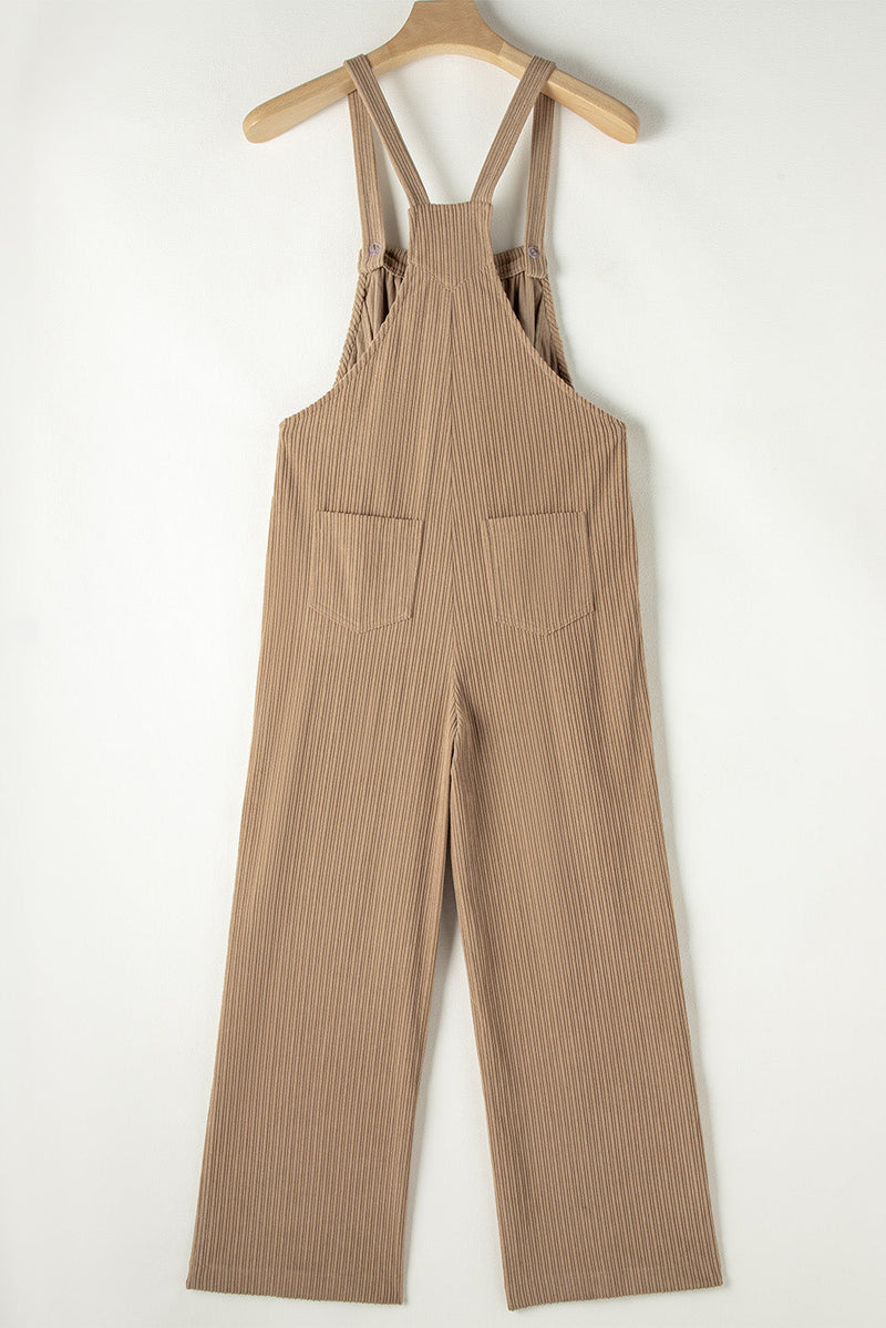 Color Pocketed Corduroy Overall