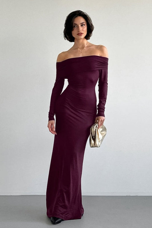 Off-the-shoulder Bodycon Maxi Dress