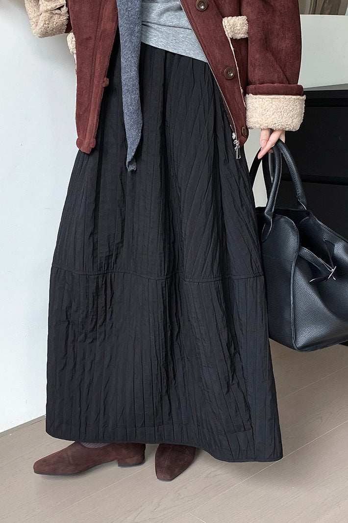 Quilted Cotton Puffer Midi Skirt