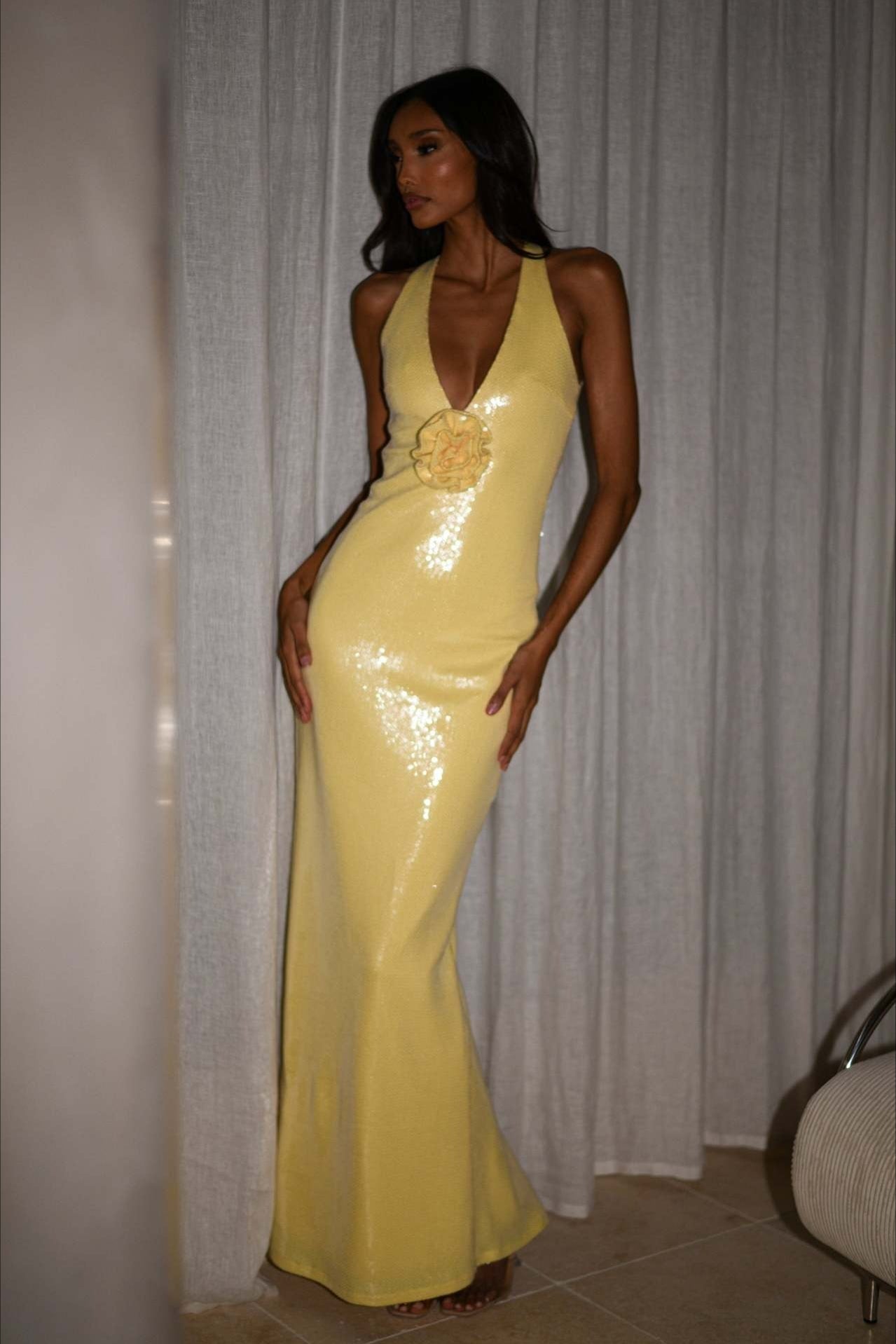 Backless Sequin Maxi Dress