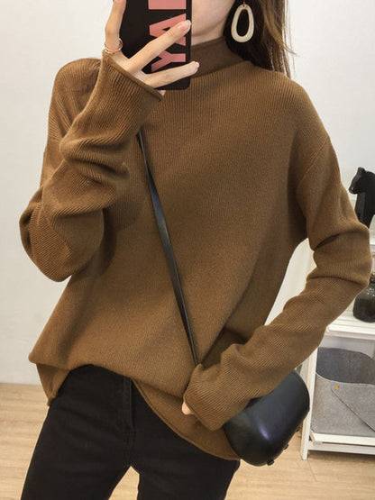 Purple Half Turtleneck Long Sleeve Sweater An1049