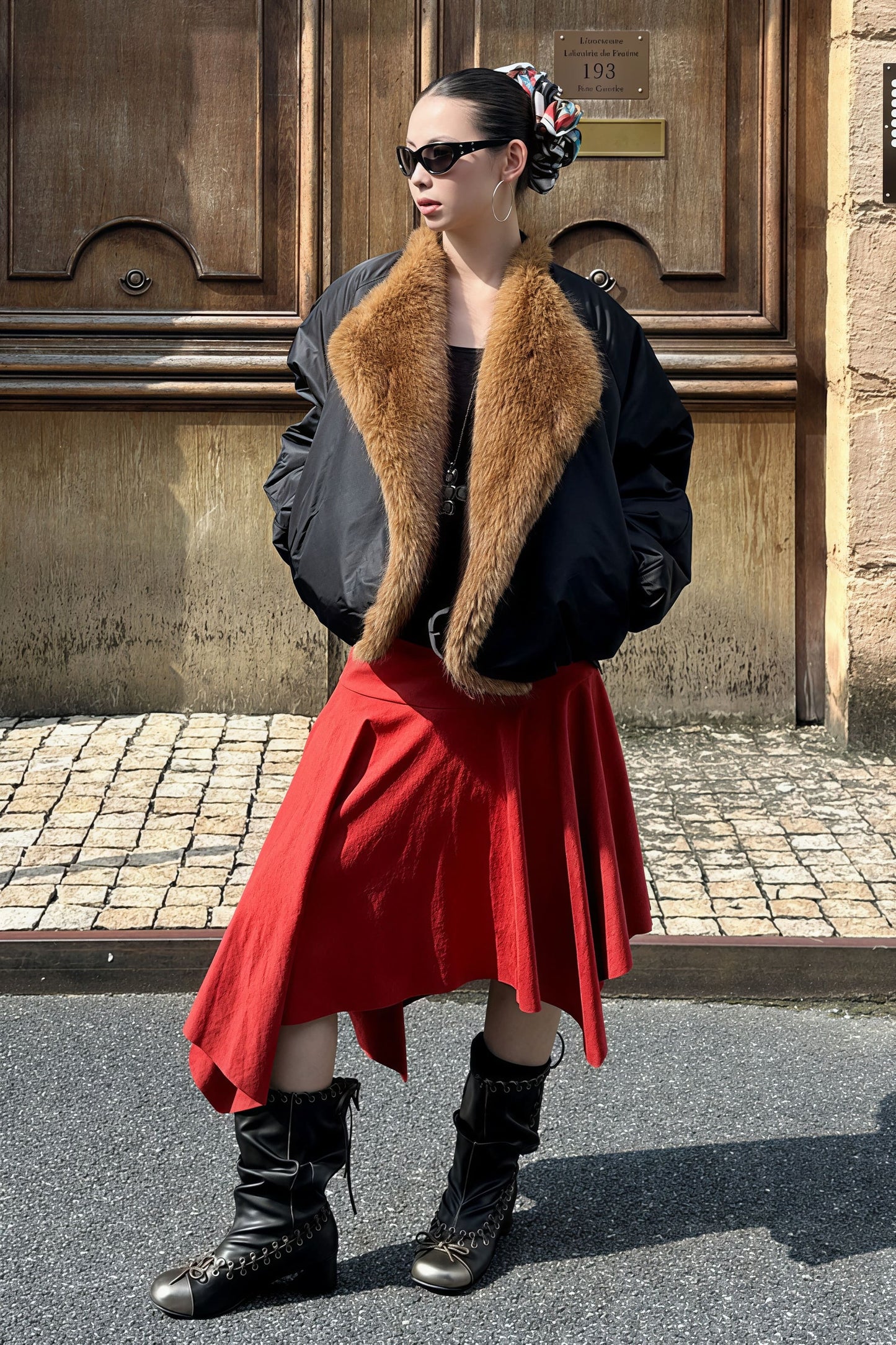 Suede High Waist Asymmetrical Skirt