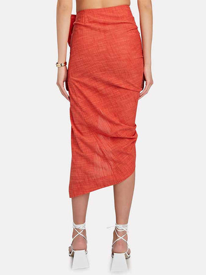 One-shoulder Swimsuit and Beach Skirt
