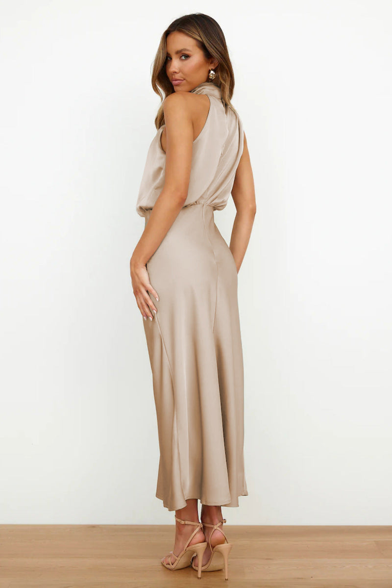 Cai - Satin Halterneck Maxi Dress
